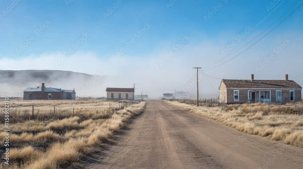 Dusty Abandoned Town Under Harsh Afternoon Light Dusty Abandoned Town Under Harsh Afternoon Light
