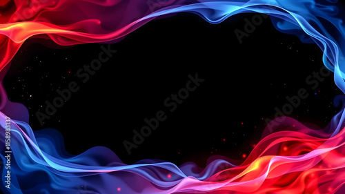 Dynamic Red and Blue Smoke Abstract Frame Swirls