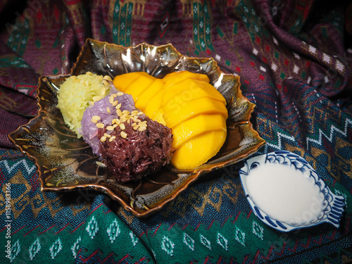 Traditional Thai Dessert with Mango and Sticky Rice 1