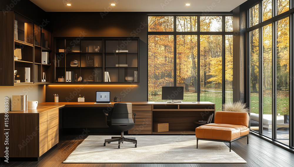 home office in a corner room with floor to ceiling windows home office in a corner room with floor to ceiling windows
