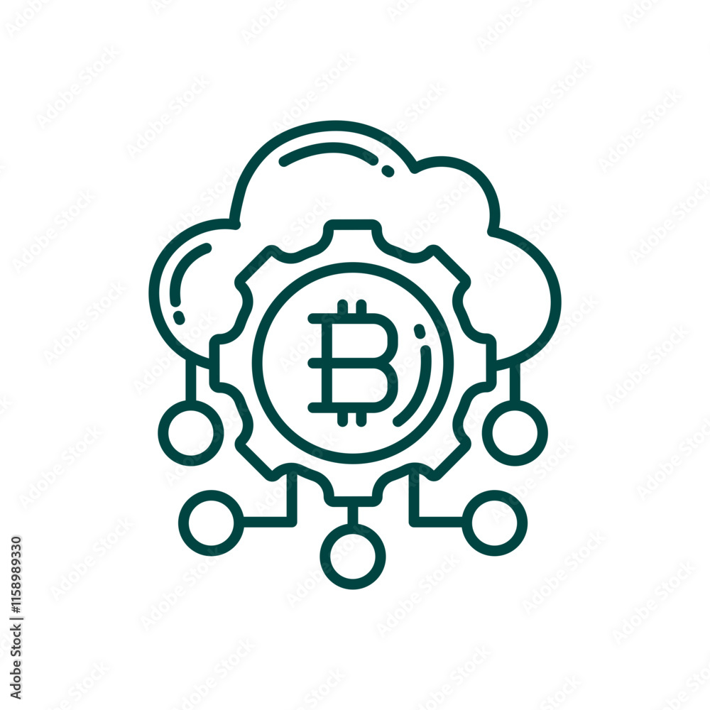 Cloud Bitcoin Mining Icon. Cryptocurrency Mining and Cloud Computing Symbol Cloud Bitcoin Mining Icon. Cryptocurrency Mining and Cloud Computing Symbol