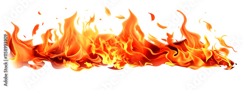 Fiery flames isolated on a white background, a vector illustration design with a clipping path
