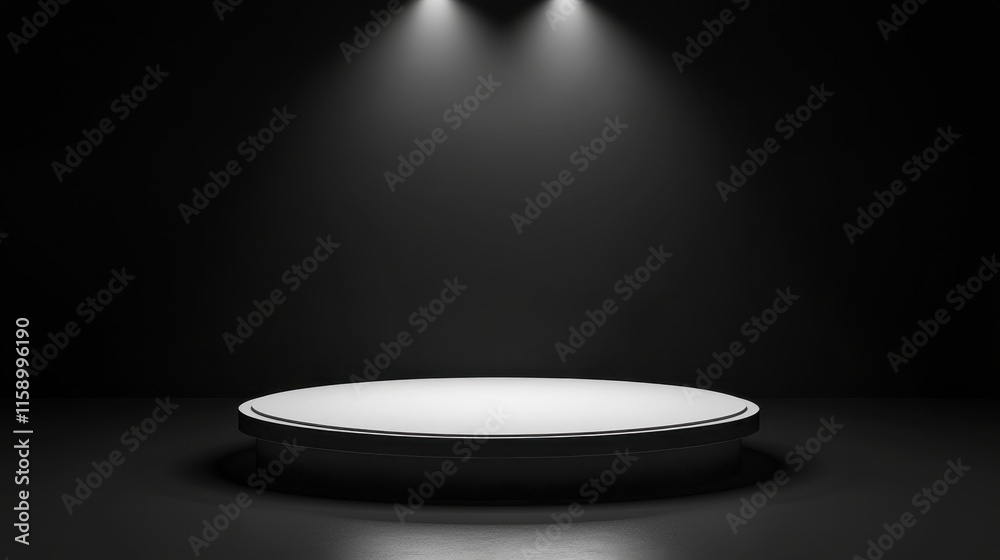 Dark Room Circular Platform Spotlight Illumination Dark Room Circular Platform Spotlight Illumination