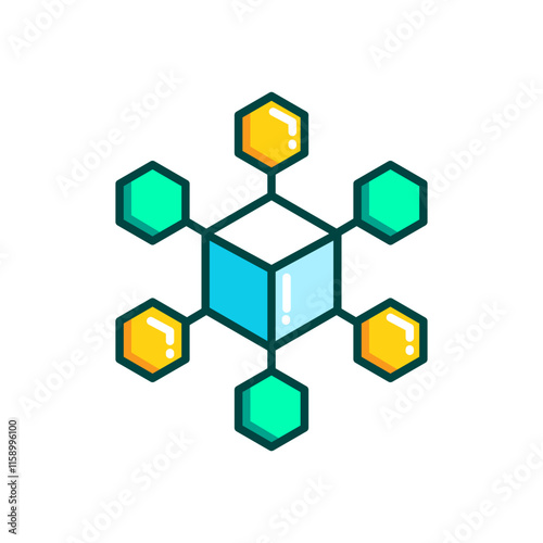 Free Download Blockchain Symbol Icon. Decentralized Network and Digital Ledger - GFXLoad