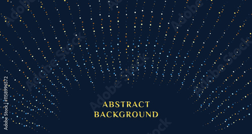 Luxury radial gold Particles and element as an ornament over dark blue background