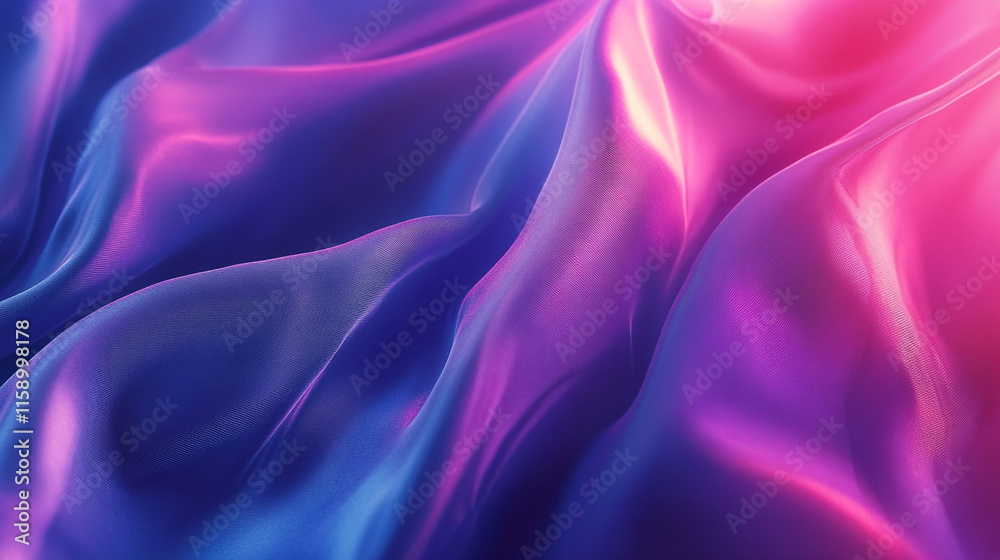 Obraz premium Colorful silk fabric creates an elegant texture with smooth waves and vibrant hues under soft lighting in a creative workspace