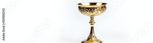Elegant golden chalice on a white isolated background.