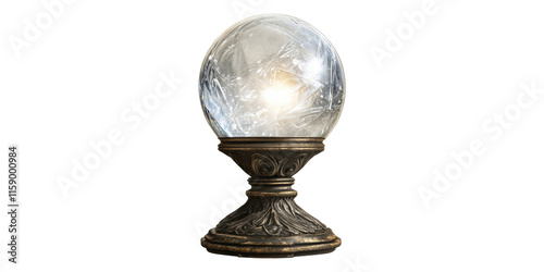 Crystal ball with ornate stand isolated on transparent background