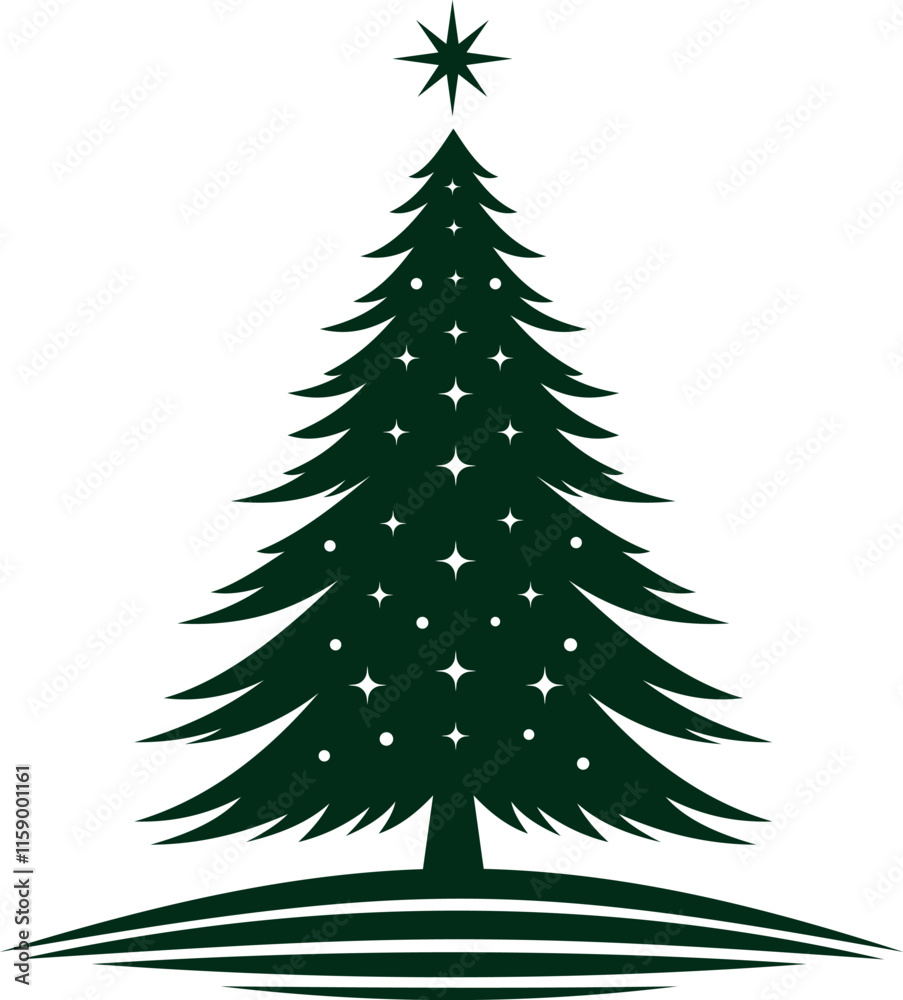Obraz premium Christmas tree illustration in flat style icon for merry Christmas