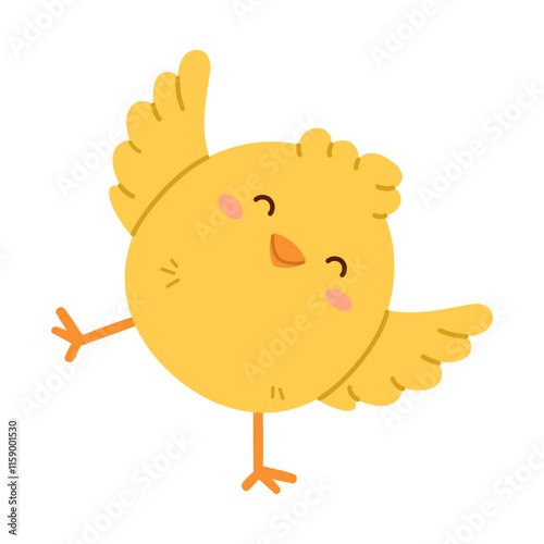 Happy little chick. Childish print for nursery, kids apparel, poster and postcard. Flat isolated vector illustration