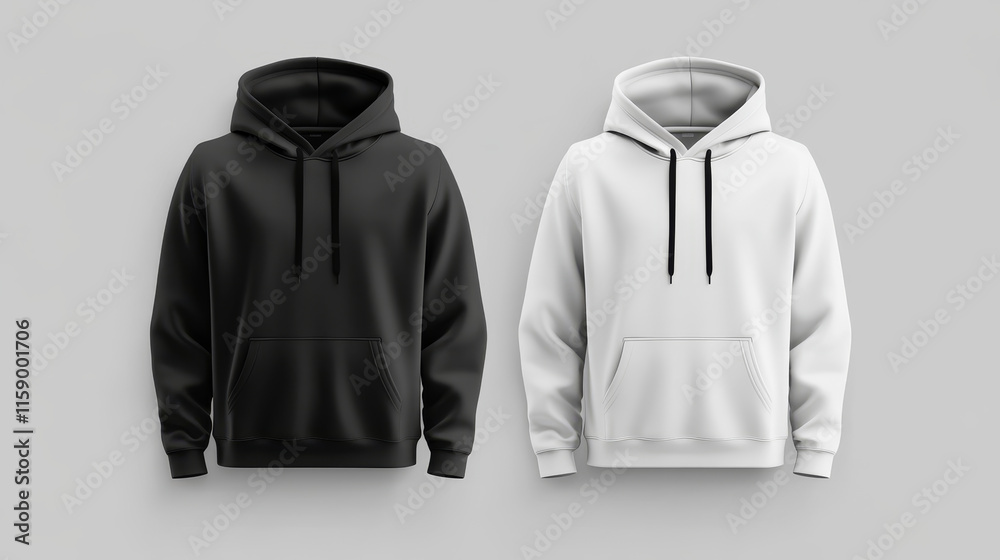 Hoodie White and black template. Hoody mockup blank front view Hoodie White and black template. Hoody mockup blank front view