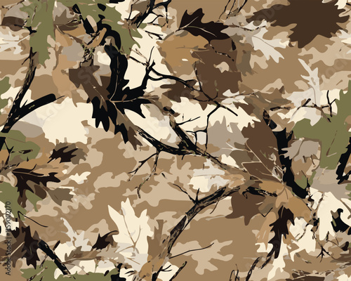 Real tree forest camouflage seamless pattern design pattern for hunting and military uniform. Hunting camouflage. Duck hunting pattern