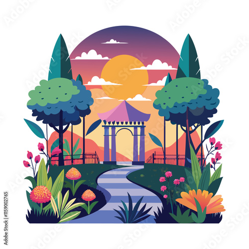Mughal Garden vector illustration
