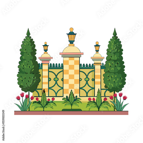 Mughal Garden vector illustration