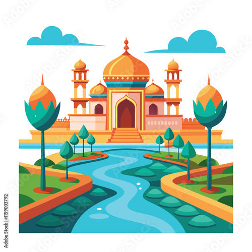 Mughal Garden vector illustration