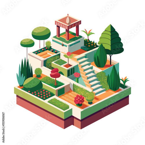 Mughal Garden vector illustration