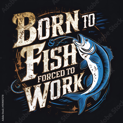 Born to fish forced to work vintage fishing tshirt design. born to fish forced to work inspirational positive quotes, motivational, typography, lettering design. Fish hunting text logo