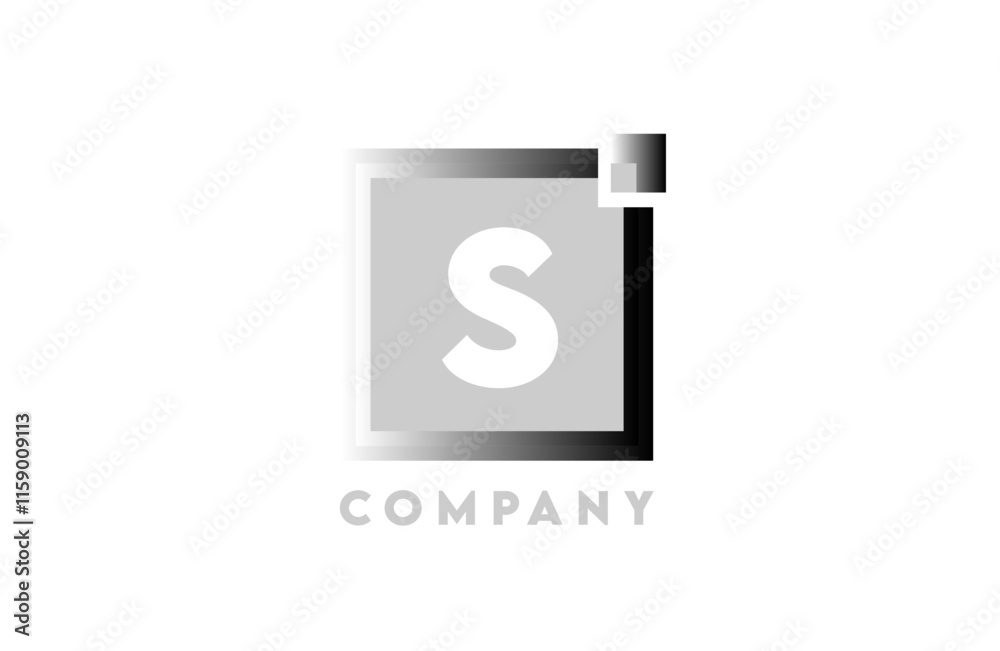 S grey gradient white square corporate letter alphabet logo icon design suitable for a company or business S grey gradient white square corporate letter alphabet logo icon design suitable for a company or business