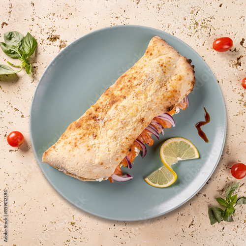 Delicious closed calzone pizza