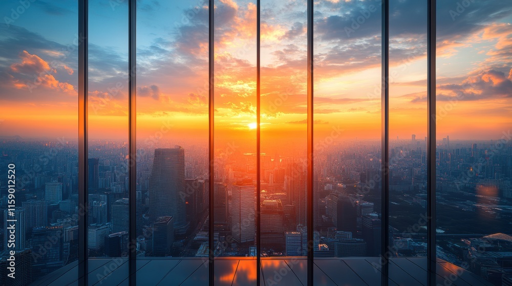 Futuristic skyscraper sunset view urban landscape high-resolution image glass facade city skyline Futuristic skyscraper sunset view urban landscape high-resolution image glass facade city skyline