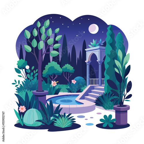 Mughal Garden vector illustration