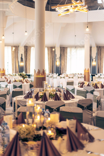 Elegant wedding banquet hall interior
