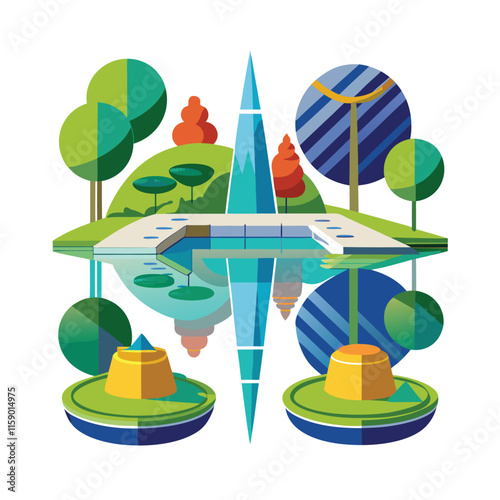 Mughal Garden vector illustration