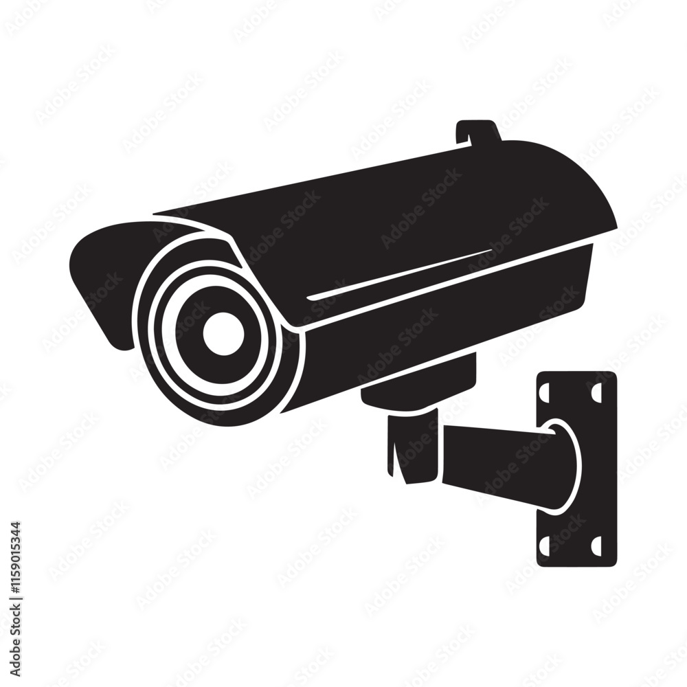Silhouette of a Security Camera - Vector Design Silhouette of a Security Camera - Vector Design