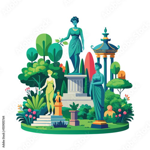 Mughal Garden vector illustration
