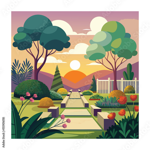 Mughal Garden vector illustration