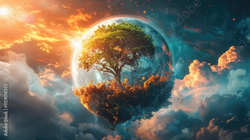 A breathtaking visual representation of the carbon cycle, illustrating the importance of reducing our carbon footprint for a sustainable future