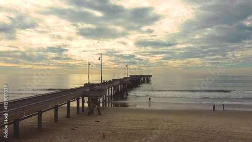 Venice beach in California pier seen from above