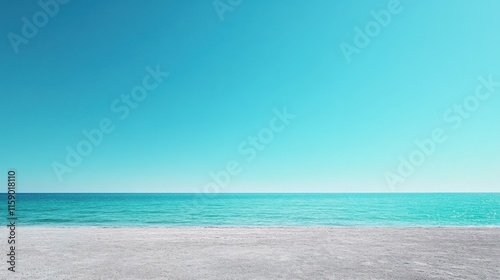 Ocean view under expansive clear blue sky with vibrant hue