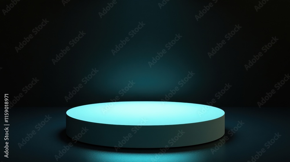 Illuminated Circular Platform Dark Background