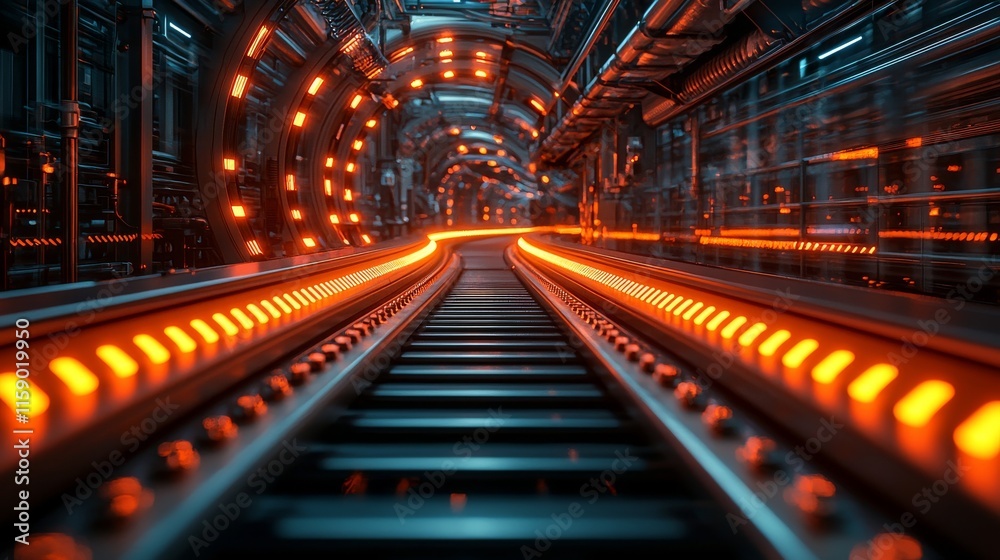 Industrial conveyor belts in motion create abstract patterns with vibrant colors Industrial conveyor belts in motion create abstract patterns with vibrant colors