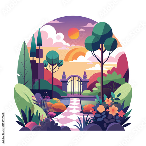 Mughal Garden vector illustration