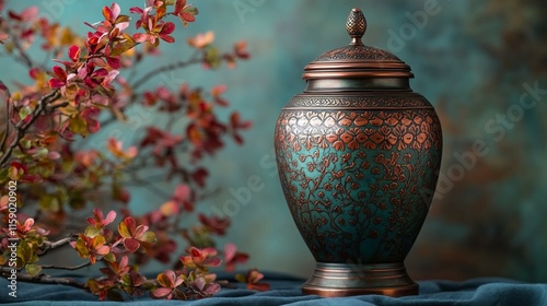  Cremation Urn on a Solid Background photo