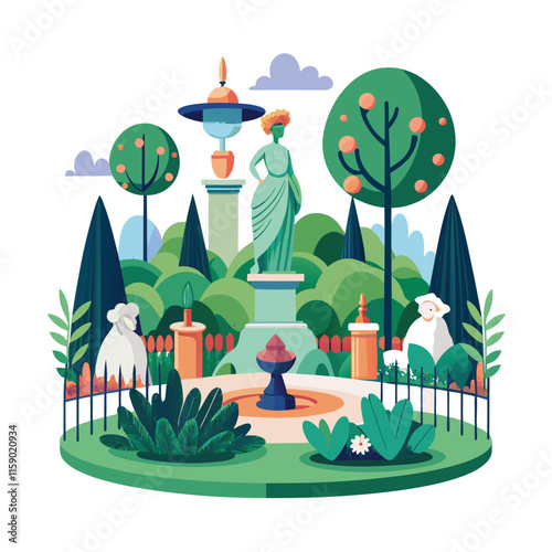 Mughal Garden vector illustration