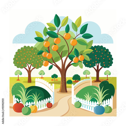 Mughal Garden vector illustration