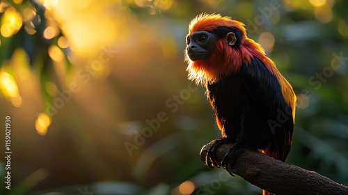 Golden-headed Lion Tamarin in sunlight. photo