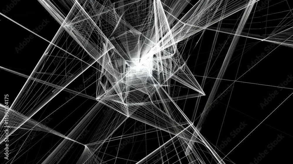 This abstract image features a complex geometric structure with thin, angled lines creating a dynamic visual experience. It offers a modern aesthetic perfect for design projects. This abstract image features a complex geometric structure with thin, angled lines creating a dynamic visual experience. It offers a modern aesthetic perfect for design projects.