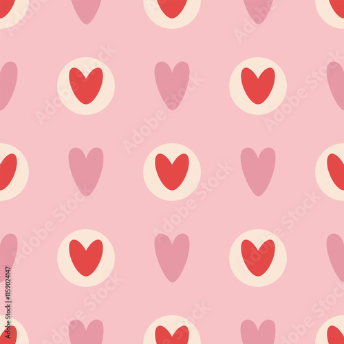 seamless pattern with hearts for valentines day, flat vector illustration, perfect for your holiday background, textile, greeting card, wrapping