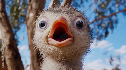 Adorable Emu Chick Close-Up: A Wildlife Wonder photo