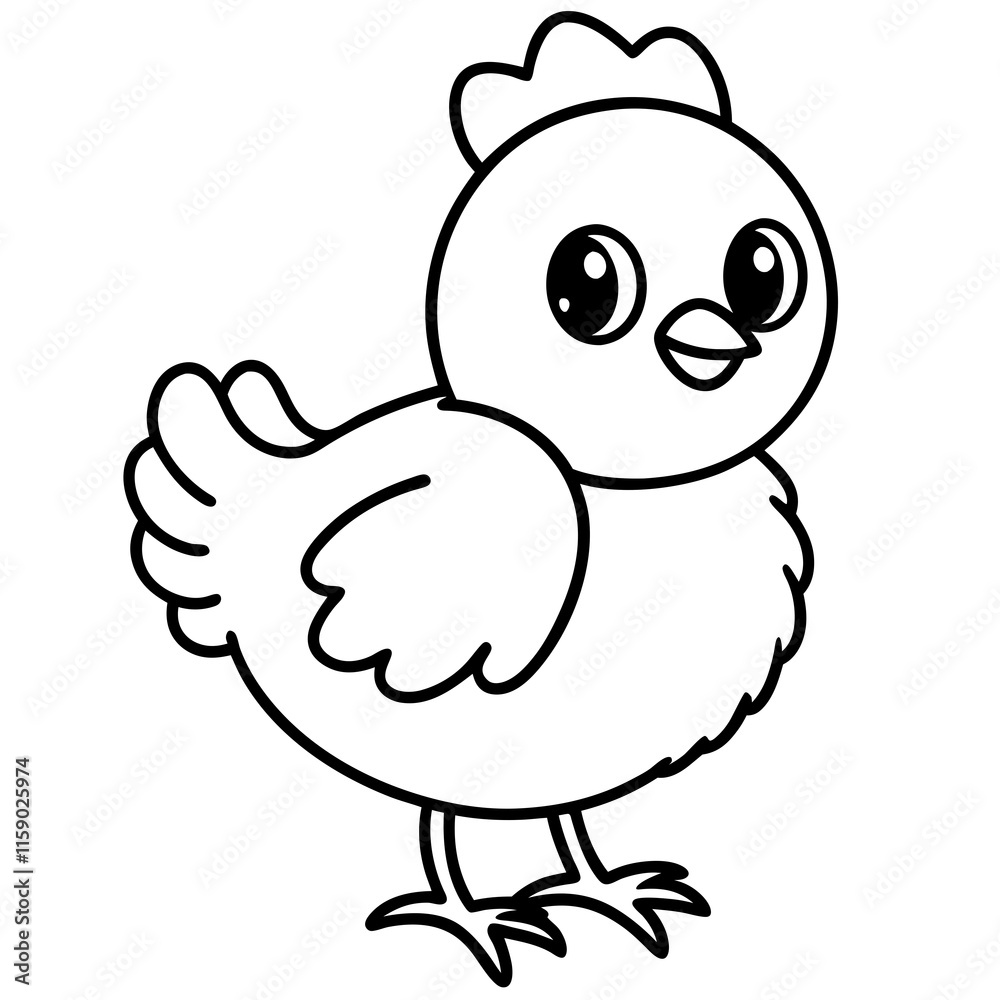 Fototapeta premium Chick Vector Line Art, Baby Chick Vector, Easter Chick Vector Line Art