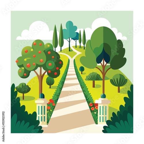 Mughal Garden vector illustration