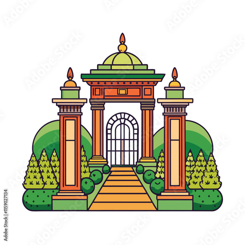 Mughal Garden vector illustration