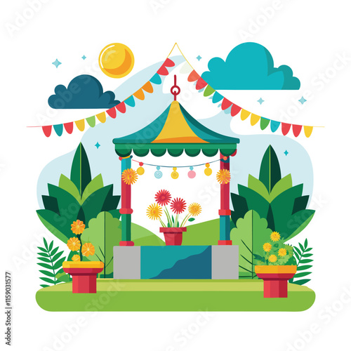 Mughal Garden vector illustration