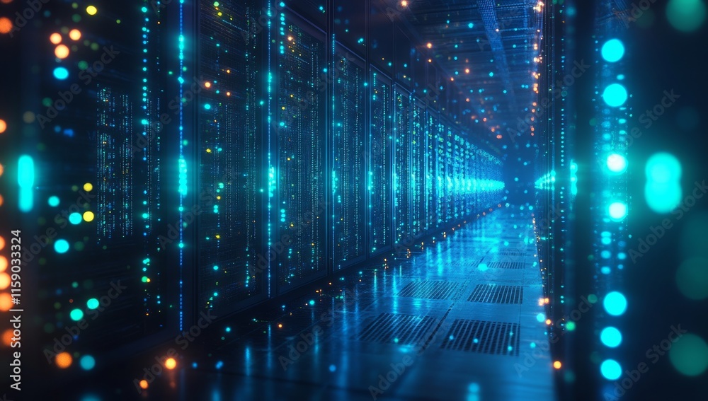Data Center with Glowing Lights Data Center with Glowing Lights