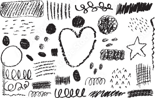 Vector Crayon Scribbles set, Crayon Scribbles vector illustration set