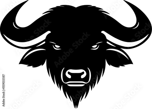 black silhouette buffalo vector logo